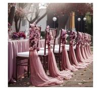 ERHTGUO 10/50pcs Sheer Chair Covers Wrinkle-Free Multipurpose Polyester Mesh Fabric for Birthday Parties Wedding Dessert Table Runners(Dirty Pink,10 PCS)