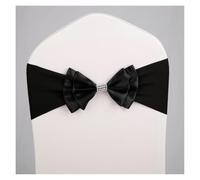 ERHTGUO 10pc Elastic Spandex Sashes with Diamond Buckle for Chairs Back Bands Bow Tie Hotel Restaurant Birthday Party Wedding Decoration(Black)