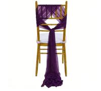 ERHTGUO 10pc Wedding Chair Sash Beauty Tulle Polyester Streamer Hotel Banquet Decoration Cover Tie Ribbon Bow(Deep Purple)
