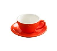 ERHTGUO 150ml Ceramic Mug Latte Art Cup With Saucer For Cappuccino Manual Brew Coffee Shop Barista(Orange)