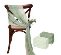 ERHTGUO 17x275cm Sage Green Chiffon Chair Sashes Wedding Covers Ribbon Party Aisle Decor(Green Set,50PCS)