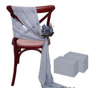 ERHTGUO 17x275cm Sage Green Chiffon Chair Sashes Wedding Covers Ribbon Party Aisle Decor(Grey a,24PCS)