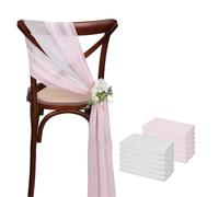 ERHTGUO 17x275cm Sage Green Chiffon Chair Sashes Wedding Covers Ribbon Party Aisle Decor(Pink,38PCS)