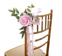 ERHTGUO 2/4PCS Outdoor Wedding Aisle Artificial Flower Chair Decorations, Backrest Flowers, Chapel Floral Arrangements, Decor(Pink TM0210B,2pcs)