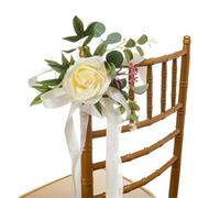 ERHTGUO 2/4PCS Outdoor Wedding Aisle Artificial Flower Chair Decorations, Backrest Flowers, Chapel Floral Arrangements, Decor(Yellow TM0210C,2pcs)