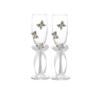 ERHTGUO 2 Wedding Glass Cup Butterfly Decorated Champagne Pure Bride Glasses