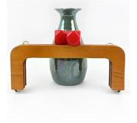 ERHTGUO 20cm Solid Wood Square Bag Handles Wooden Beads Kiss Clasp Locks Handbag Purse Frames Handle DIY Crafts Accessories(LightCoffeeRed)