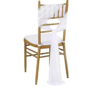 ERHTGUO 20x275cm Chiffon Chair Sashes Wedding Sash Cover Aisle Decorations Long Sheer Church for PartyBanquet(White,20X275CM 5PCS)
