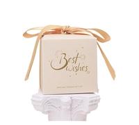 ERHTGUO 25/50 Pezzi di scatole Caramelle for bomboniere, for dolciumi, for imballaggio con Nastro, Decorazioni for Feste Compleanno e Vacanze(Brown,50pcs)