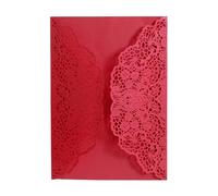 ERHTGUO 25/50 pezzi Laser Cut Inviti for matrimonio Carta pizzo Fiore Business Biglietti di auguri Compleanno Bridal Shower Festa nozze Decorazione(Red,25pcs)
