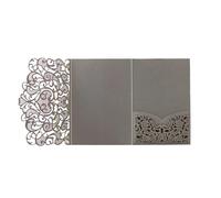 ERHTGUO 25/50 pezzi Laser Cut Invito a nozze Trifold Business Lace Biglietti di auguri Matrimonio Compleanno Festa Regalo Forniture(Gray,25pcs)