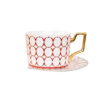 ERHTGUO 250ml English Vintage Pattern Ceramic Coffee Cup Saucer Set European Porcelain Tea Mugs Home Afternoon Flower(Color-09)