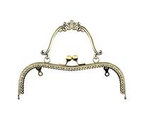 ERHTGUO 2pc 20.5CM Retro Embossing Flower Golden Metal Kiss Bucket Purse Frame for Bags Handle Clasp To The Bag DIY Accessories(20.5CM Cinnamon)