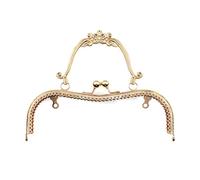 ERHTGUO 2pc 20.5CM Retro Embossing Flower Golden Metal Kiss Bucket Purse Frame for Bags Handle Clasp To The Bag DIY Accessories(20.5CM LightGold)