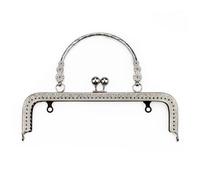 ERHTGUO 2pc 20CM Square Embossing Wrist Metal Kiss Clasp Frame for Bags Flower Handle Sewing Hardware Handbags Accessories(20CM Silver)