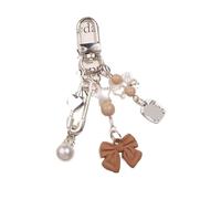 ERHTGUO 2pc Sweet Bow Beaded Keychain Cute Love Pin Design Pendant Keyring Accessories Women Purse Bag Earphone Cover Decoration(Color 03)