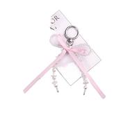 ERHTGUO 2pc Sweet Bow Beaded Keychain Cute Love Pin Design Pendant Keyring Accessories Women Purse Bag Earphone Cover Decoration(Color 06)