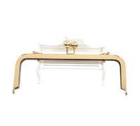 ERHTGUO 2Pcs 20/25cm Metal Square Kiss Clasp Smooth Bead Head Handles Purse Handbag Frame Brackets DIY Hardware Accessories(LightGold,20cm-2Pcs)