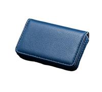 ERHTGUO 2pcs Arrival PU Leather Stainless Steel Men/Women Credit Bank Card Case Metal Box Magnetic Business Holder(Blue)