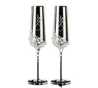 ERHTGUO 2pcs Elegant Pearl Crystal Champagne Glasses With Cursive Script Design，Handcrafted Clear Glassware For Weddings