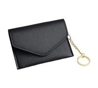 ERHTGUO 2pcs Mini Women's Ultra Thin Card Holder Wallet with Keychain PU Leather Hasp Case Business Cover Lady Coin Money Pouch(Black)