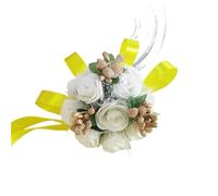 ERHTGUO 4 Pezzi Corpetto da Polso Matrimonio Damigella d'Onore Fleur Rose in Schiuma Fiore all'occhiello Decorazione for la Festa della Sorella Nuziale(Yellow)