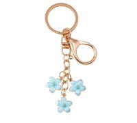 ERHTGUO 4pc Enamel Flower Keychain Women Pearl Key Ring Pendants For Handbag Decor DIY Handmade Chain Gifts(Grey)