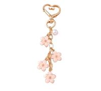 ERHTGUO 4pc Enamel Flower Keychain Women Pearl Key Ring Pendants For Handbag Decor DIY Handmade Chain Gifts(PURPLE)
