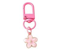 ERHTGUO 4pc Enamel Flower Keychain Women Pearl Key Ring Pendants For Handbag Decor DIY Handmade Chain Gifts(Dark Grey)