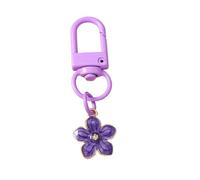 ERHTGUO 4pc Enamel Flower Keychain Women Pearl Key Ring Pendants For Handbag Decor DIY Handmade Chain Gifts(Khaki)