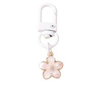 ERHTGUO 4pc Enamel Flower Keychain Women Pearl Key Ring Pendants For Handbag Decor DIY Handmade Chain Gifts(Beige)