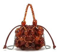 ERHTGUO Beaded Woven Bag Fashionable Crossbody Handbag Elegant Design Dinner Polyester Lining Hard Acrylic Material(Agate color)