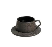 ERHTGUO Black Ceramic Coffee Cup And Saucer Set Oatmeal Breakfast Cups Milk Tea Water Mug Mugs Teacup(Color 1)