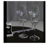 ERHTGUO Blue Galaxy Glass Champagne Creative Wedding Toast Cup Rhinestone Tassel Gift For Girlfriend DIY Material(Ice blue whispers)
