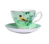 ERHTGUO Bone China Coffee Mug Cups Cup And Saucer Set With Spoon Afternoon Tea For Party(Green Brid 170ML)