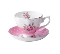 ERHTGUO Bone China Coffee Mug Cups Cup And Saucer Set With Spoon Afternoon Tea For Party(Pink 170ML)