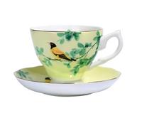 ERHTGUO Bone China Coffee Mug Cups Cup And Saucer Set With Spoon Afternoon Tea For Party(Yellow Brid 170ML)