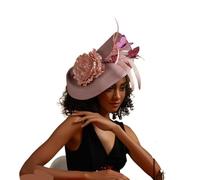 ERHTGUO Cappello a cilindro da donna con copricapo di fiori multicolore festa del tè, piume a farfalla(Nude Pink)