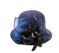 ERHTGUO Cappello classico a tesa larga Fedora con cintura di perle, solido, for uomo e donna, invernale, for matrimonio, chiesa, jazz(Deep blue)