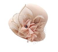 ERHTGUO Cappello classico a tesa larga Fedora con cintura di perle, solido, for uomo e donna, invernale, for matrimonio, chiesa, jazz(Camel wool)