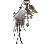 ERHTGUO Car Hanging Keychain Bag Pendant Pants Chain Cool Feather Cross Gothic Style Charm Accessories For Handbags Key Decor