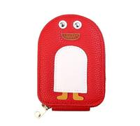 ERHTGUO Cartoon Leather Wallet for Women Handheld Credit Card Bag Key Case Lovable Zipper Coin Purse Lady's Name Holder(Red)
