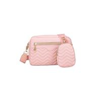 ERHTGUO Casual Minimalist Shoulder Square Bag, With Mini Hanging Purse, Quilted Pattern Crossbody For Women Two Piece Set(Pink)