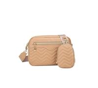 ERHTGUO Casual Minimalist Shoulder Square Bag, With Mini Hanging Purse, Quilted Pattern Crossbody For Women Two Piece Set(Khaki)