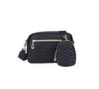 ERHTGUO Casual Minimalist Shoulder Square Bag, With Mini Hanging Purse, Quilted Pattern Crossbody For Women Two Piece Set(Black)