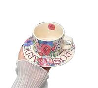 ERHTGUO Ceramic Coffee Cup Hand Painted Floral Overglaze Vintage Style Latte Mug For Afternoon Tea Home Cafe Use(1pcs-A)