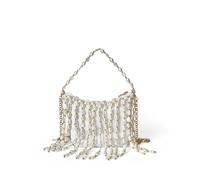 ERHTGUO Chinese Retro Handmade Woven Bag, Irregular Bead Water Bucket, Silk Satin Bread, Banquet Handbag, Crossbody