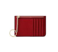 ERHTGUO Customized Mini Ultra-thin Women's Card Bag for Multi Slots Keychain Zipper Small Holder Wallet(Wine Red)
