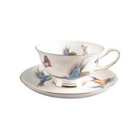 ERHTGUO Design Coffee Cup & Saucer Set Bone China Butterfly Hand-painted Gold Handle Tea Cafe Decoration(Color3)