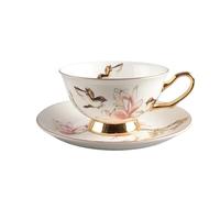 ERHTGUO Design Coffee Cup & Saucer Set Bone China Butterfly Hand-painted Gold Handle Tea Cafe Decoration(Style C)